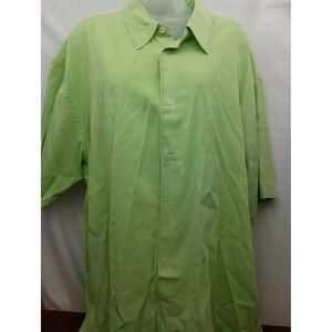 Lime green button up plus XXL work office vacation travel business silk shirt